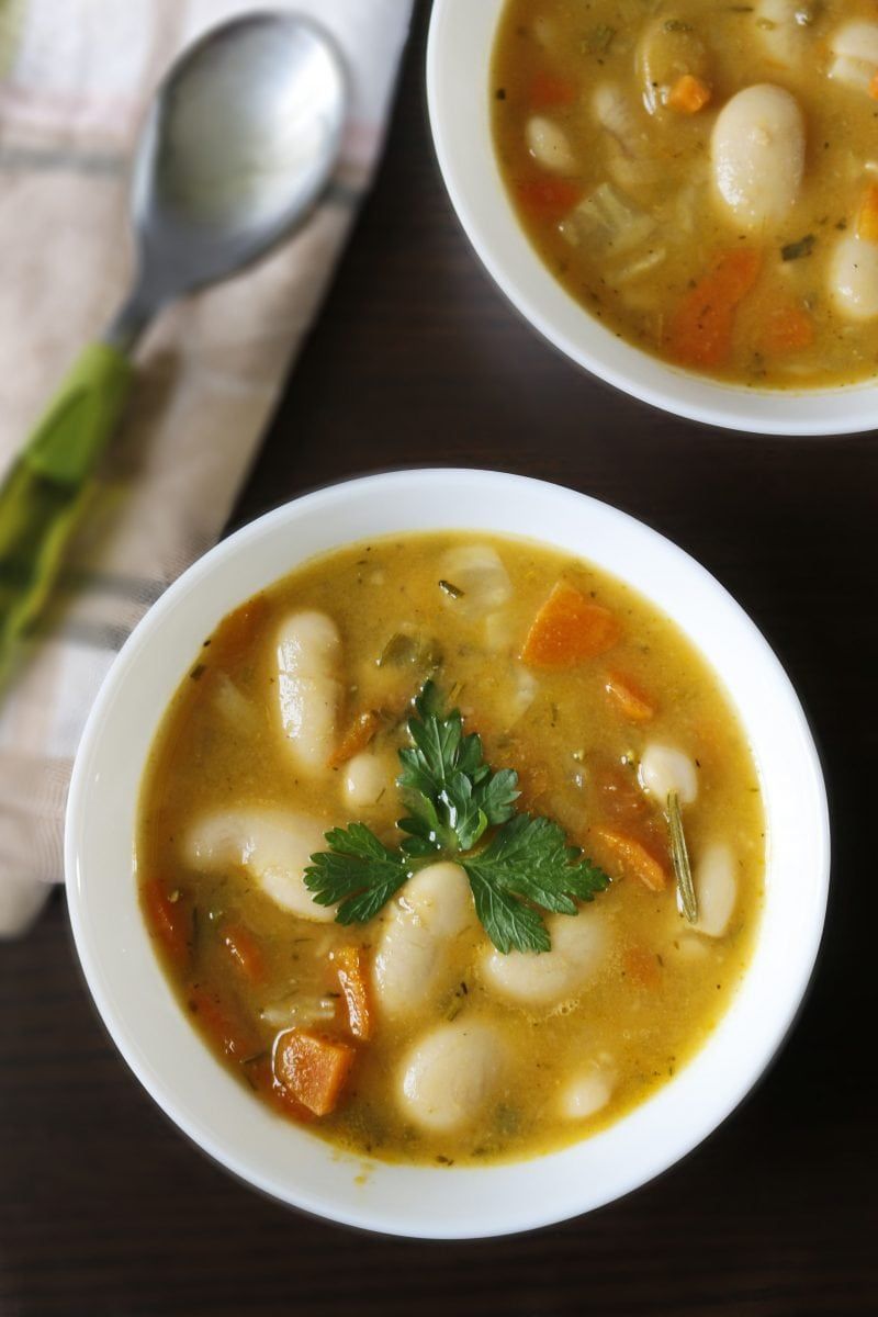 Minestrone Butter bean soup with vegetables and herbs