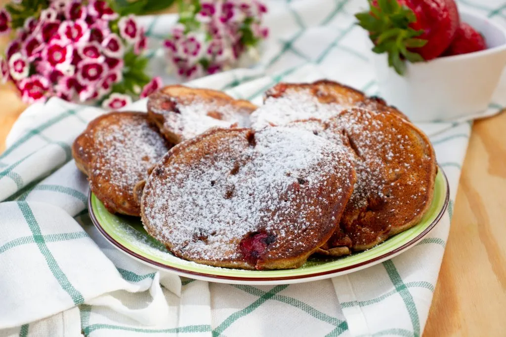 Gluten-free banana pancakes with strawberries