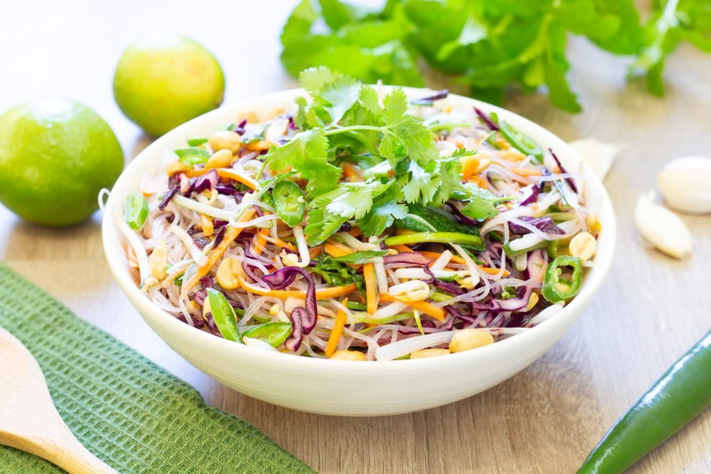 Vegan rice noodle salad