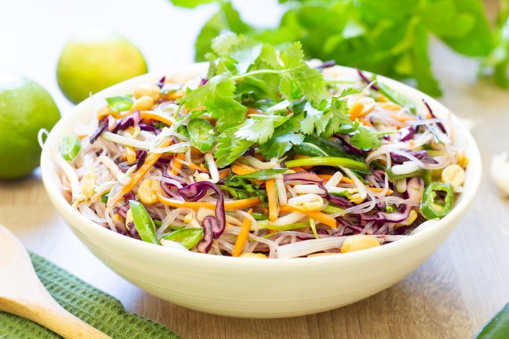 Vegan rice noodle salad
