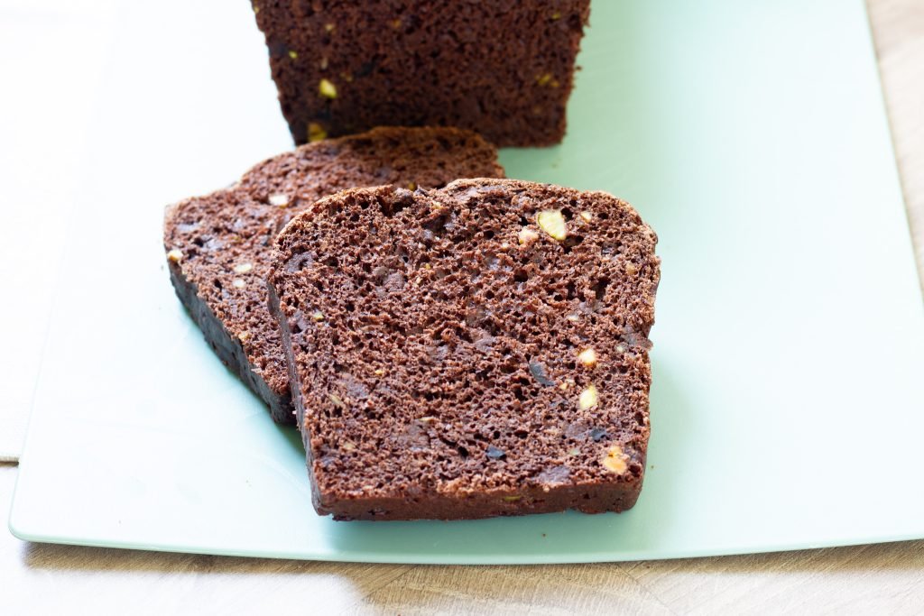 Bread with cocoa, olives, chocolate and pistachios
