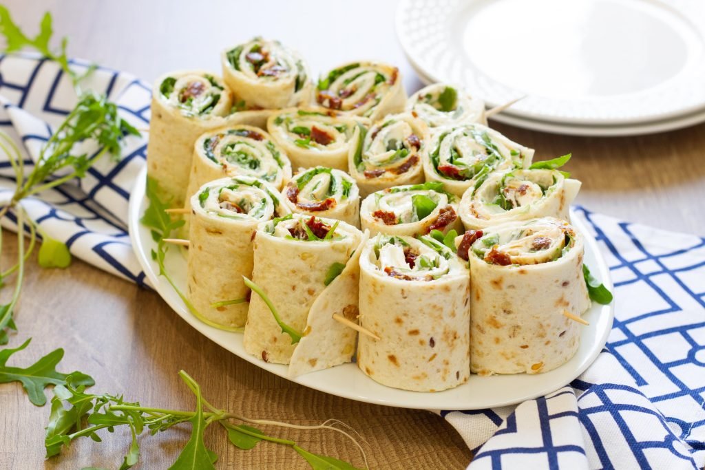 Tortilla with arugula and sun-dried tomatoes