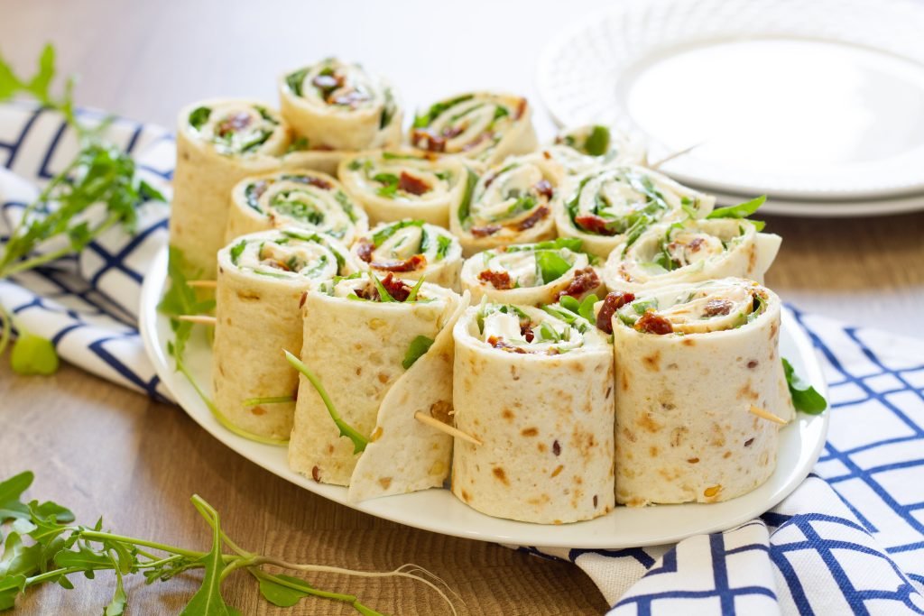Tortilla with salad and tomatoes