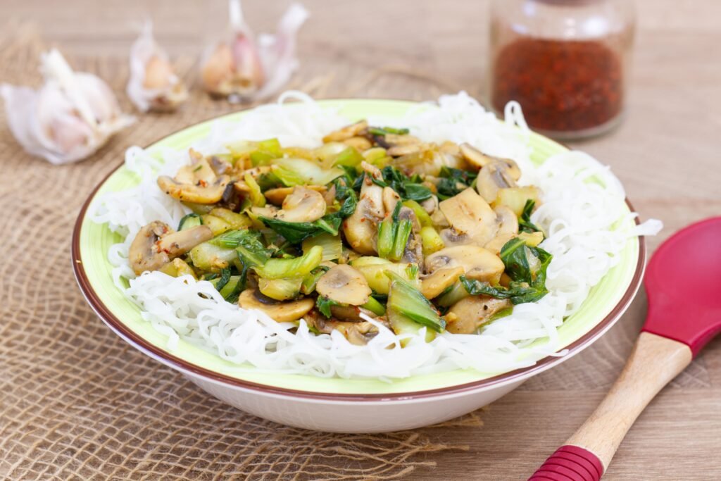 Pak choi with mushrooms recipe