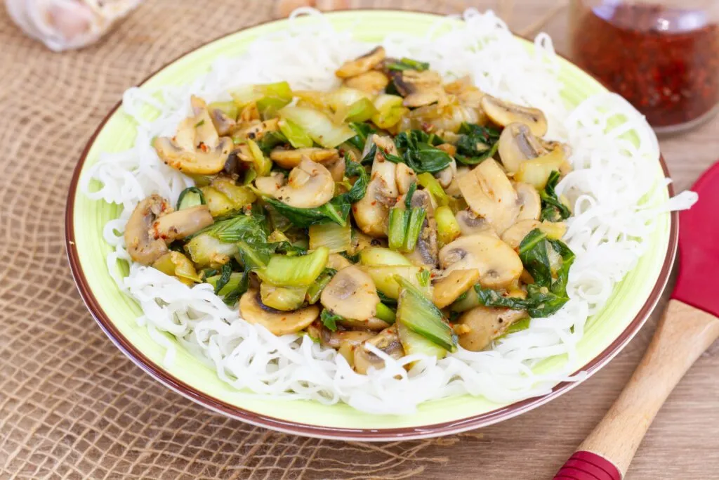 Pak choi with mushrooms recipe
