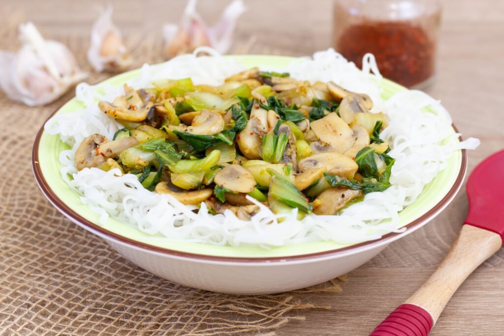 Pak choi with mushrooms recipe