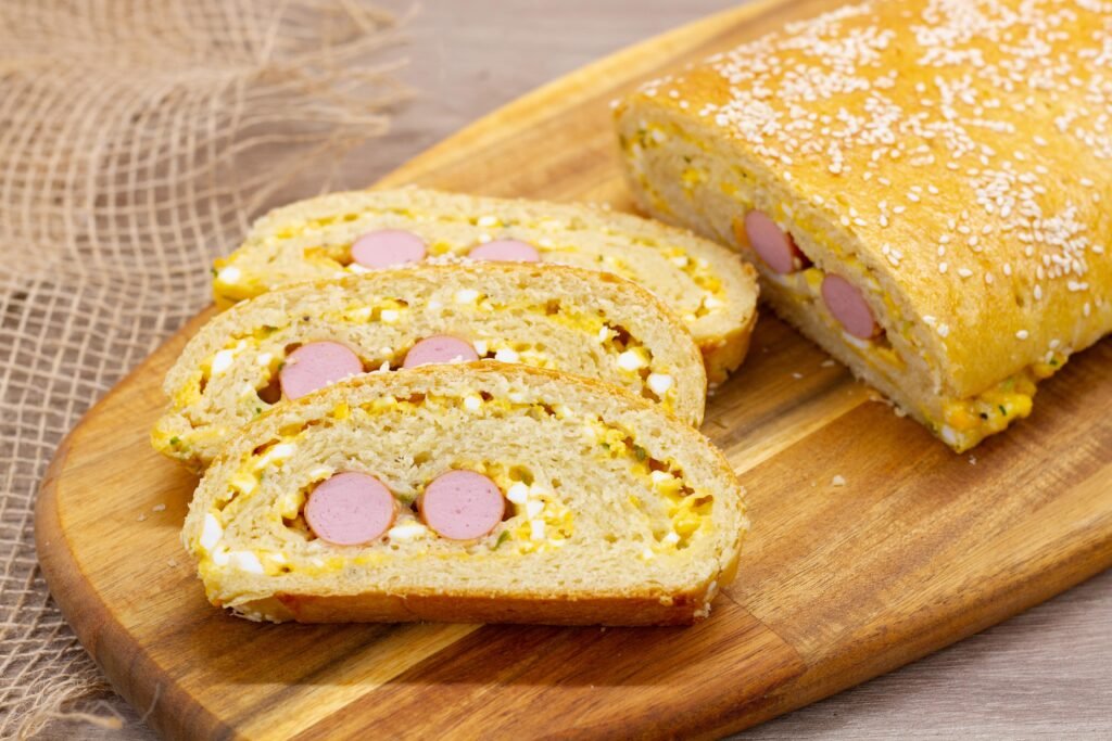 Roll with eggs, cheese and sausage recipe