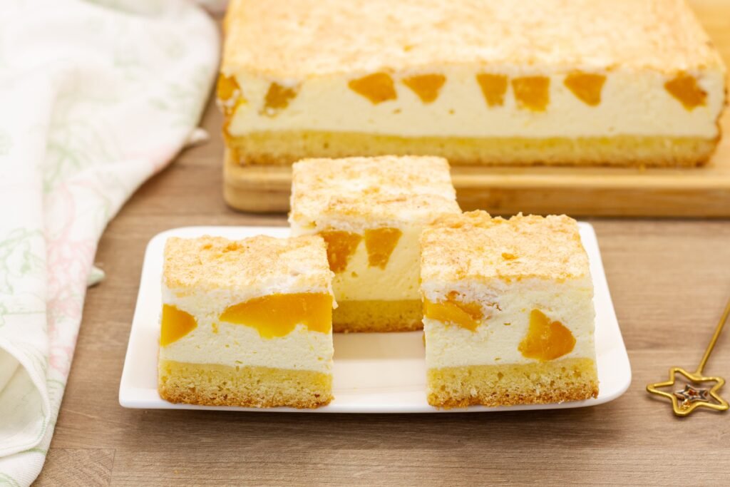 Cheesecake with peach and coconut recipe
