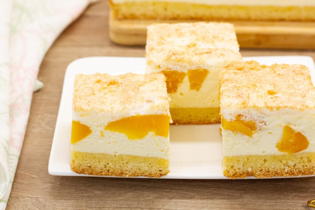 Cheesecake with peach and coconut recipe