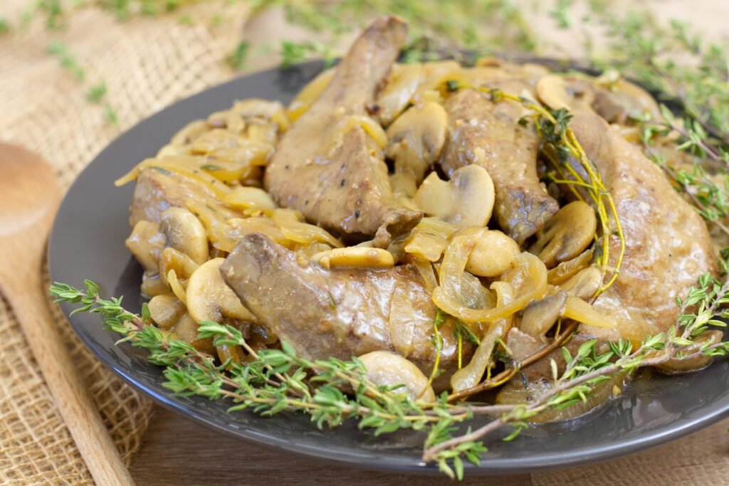 Recipe for pork liver with mushrooms