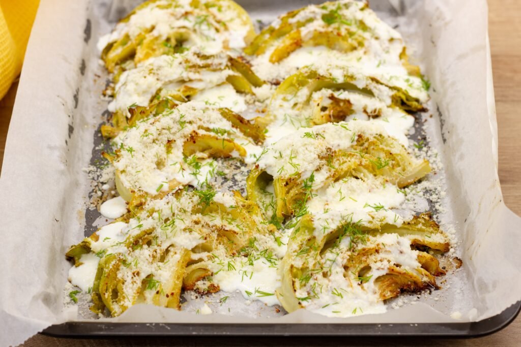 Recipe for young baked cabbage