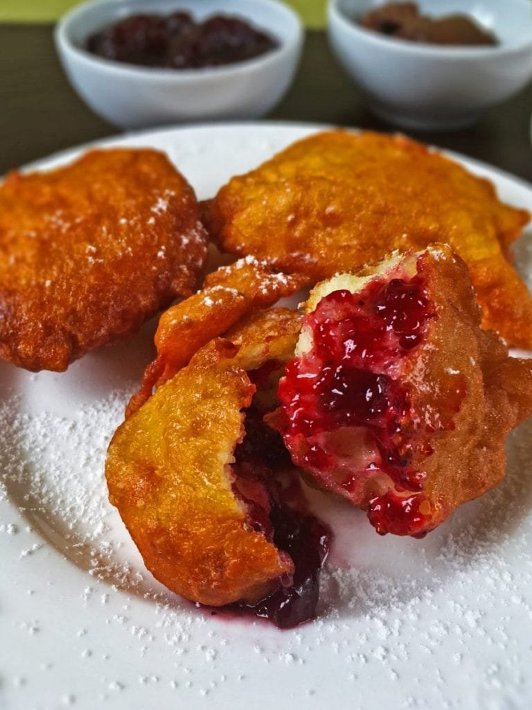 Donuts with jam and chocolate