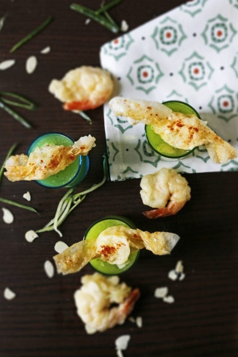 Cucumber gazpacho with mozzarella