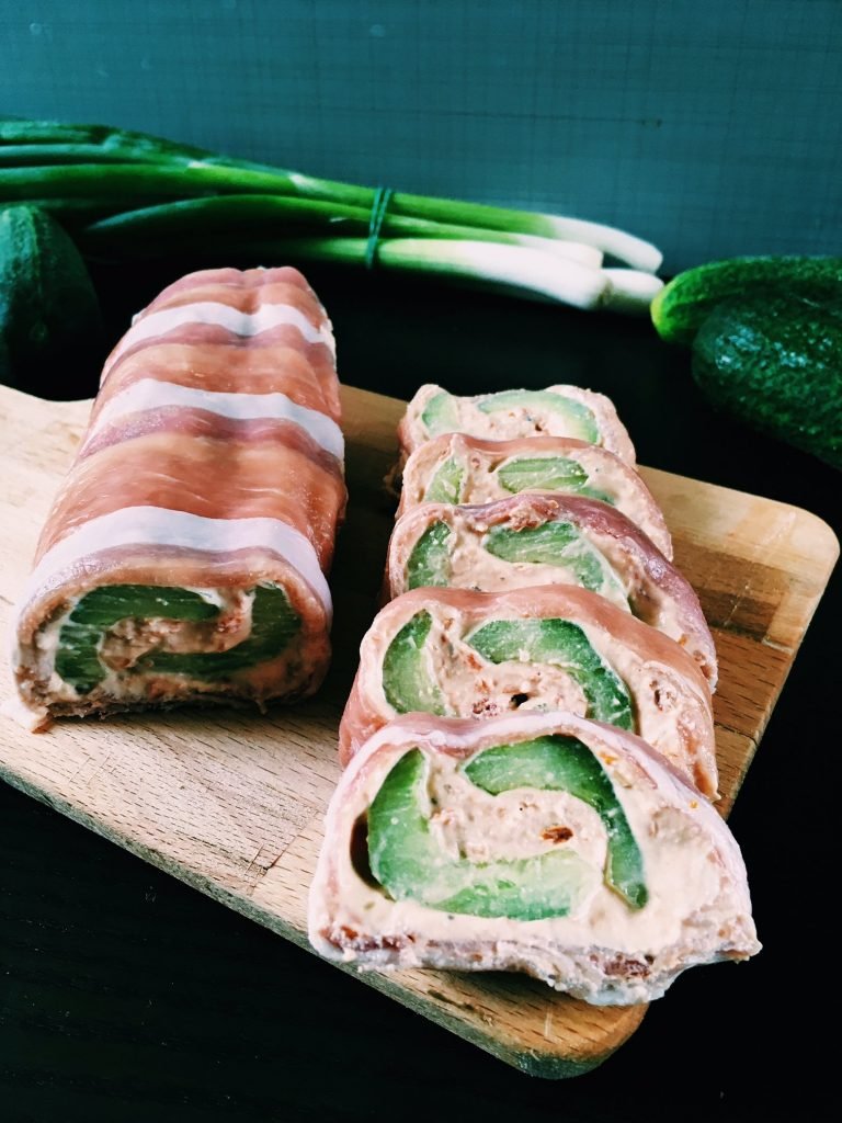 Cucumber and Parma ham roulade