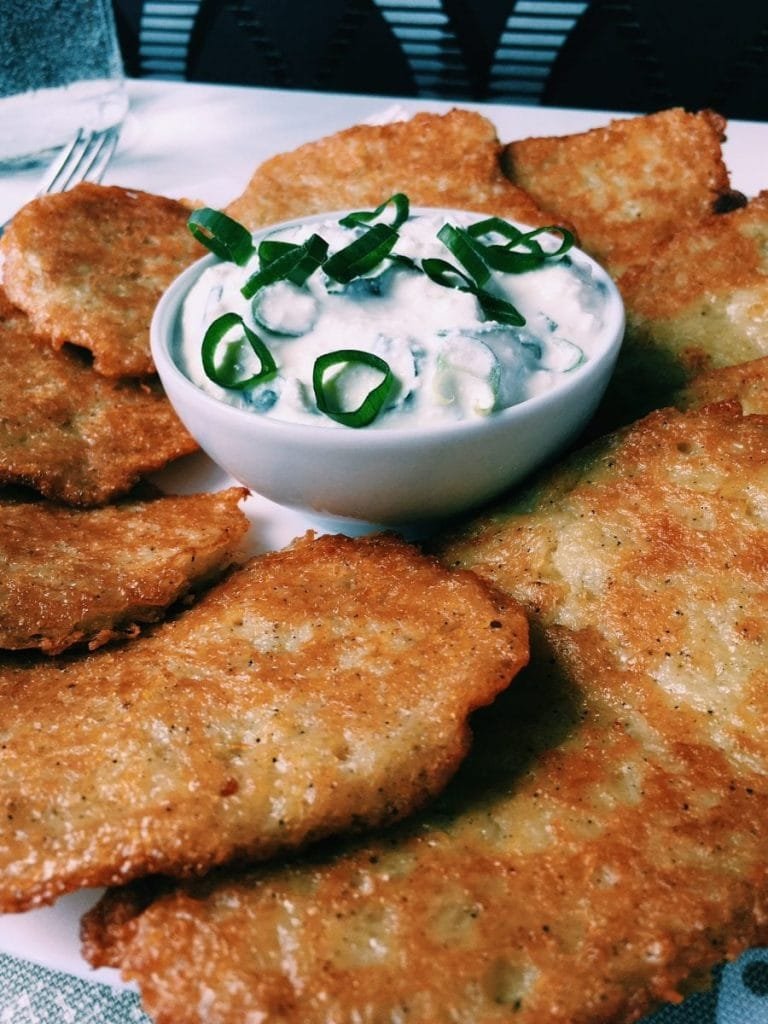 Potato fritter with cottage cheese
