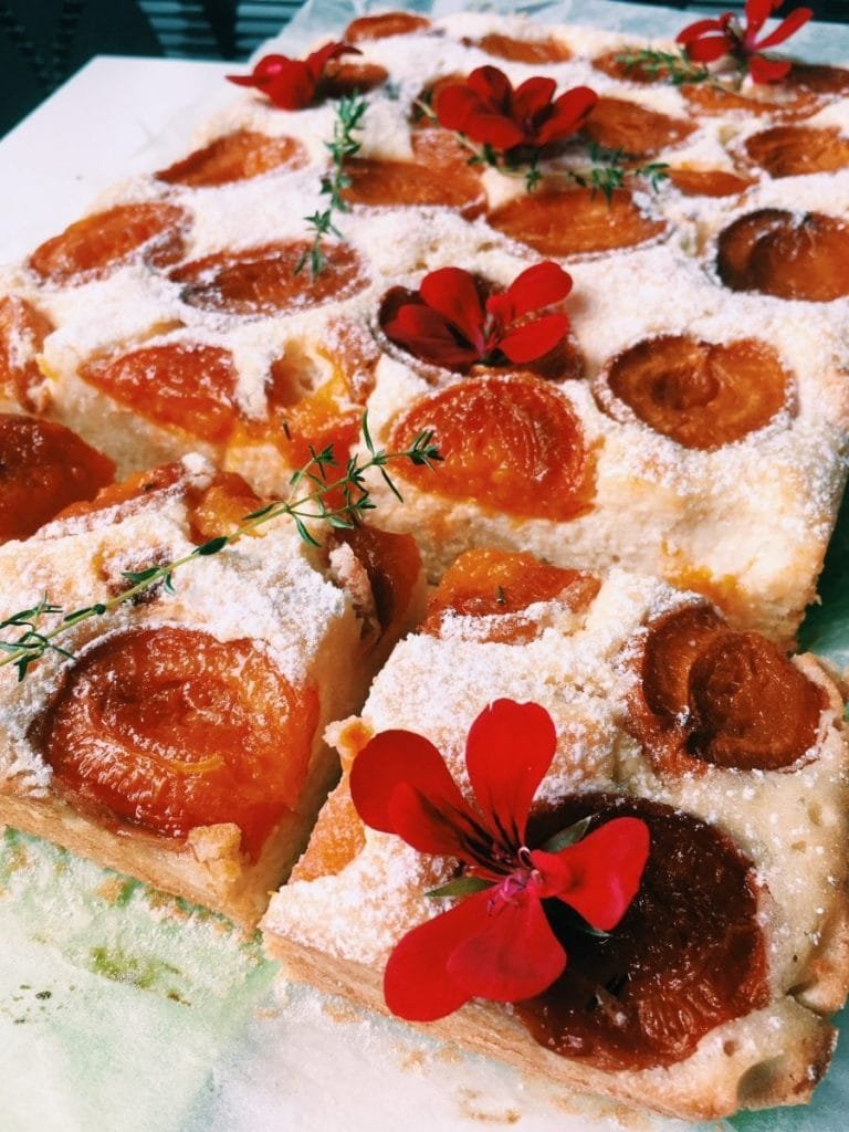 Apricot cake with quark cheese