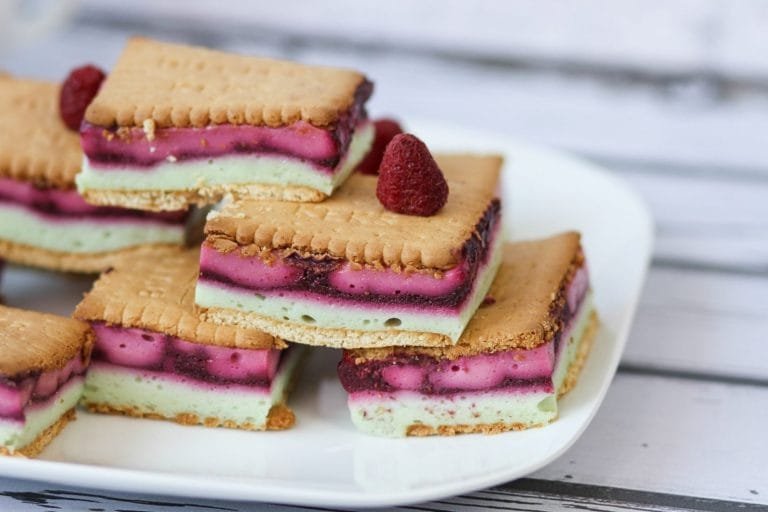 Bird's milk cake on biscuits