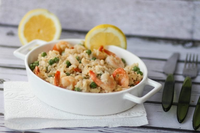 Prawn risotto with green peas