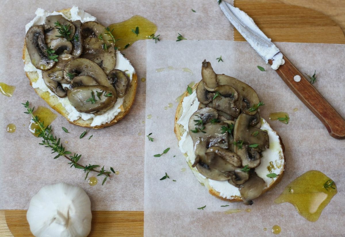 Mushroom and ricotta bruschetta