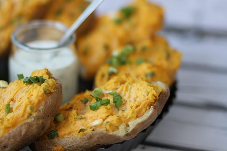 Baked potato skins with pumpkin