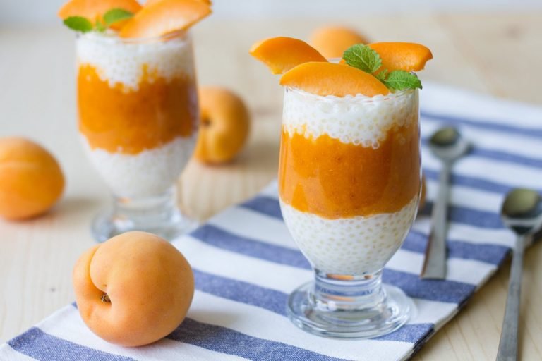 Apricot and tapioca in a cup