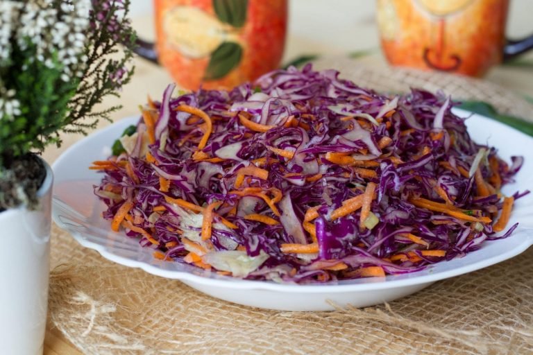 Red cabbage and fennel salad with carrot