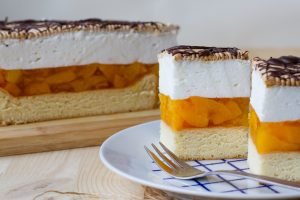 Peach jelly and whipped cream cake