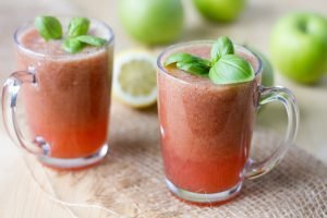 Strawberry and cucumber cocktail with apple