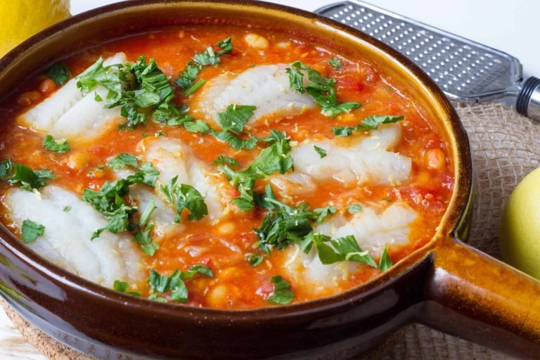 Pollock tenderloins in tomato sauce