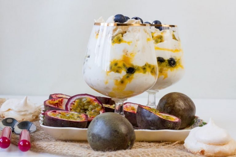 Eton mess with passion fruit