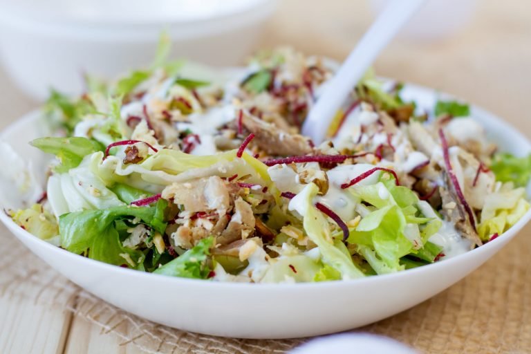 Baked chicken salad with walnuts
