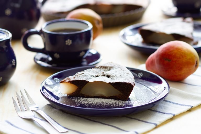 Chocolate cake with pear