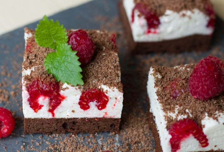 Chocolate cake with whipped cream