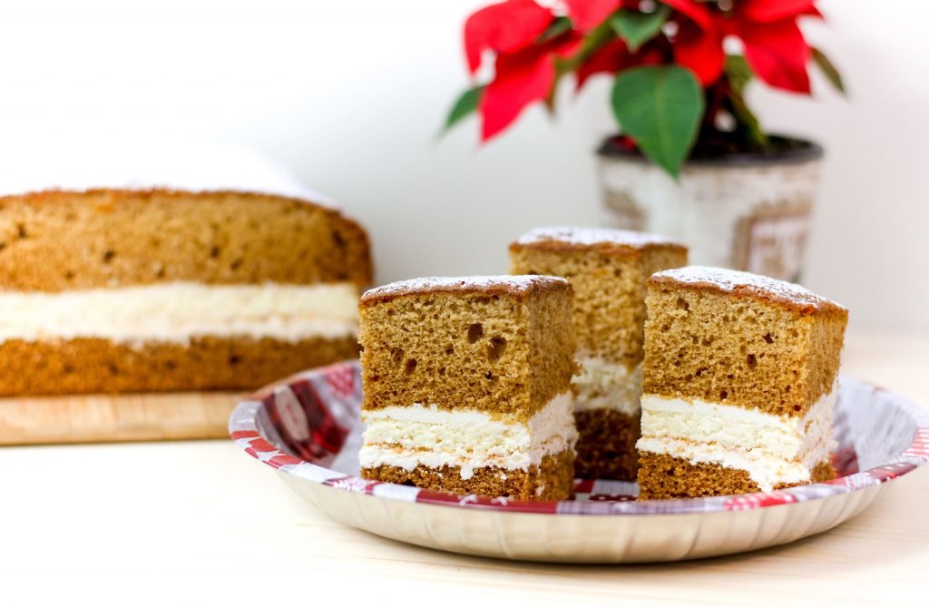 Gingerbread cake mixed with cheesecake