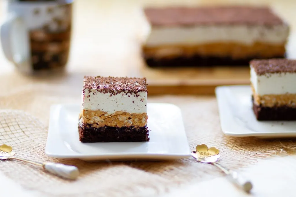 Cocoa sponge cake with kaymak and cream