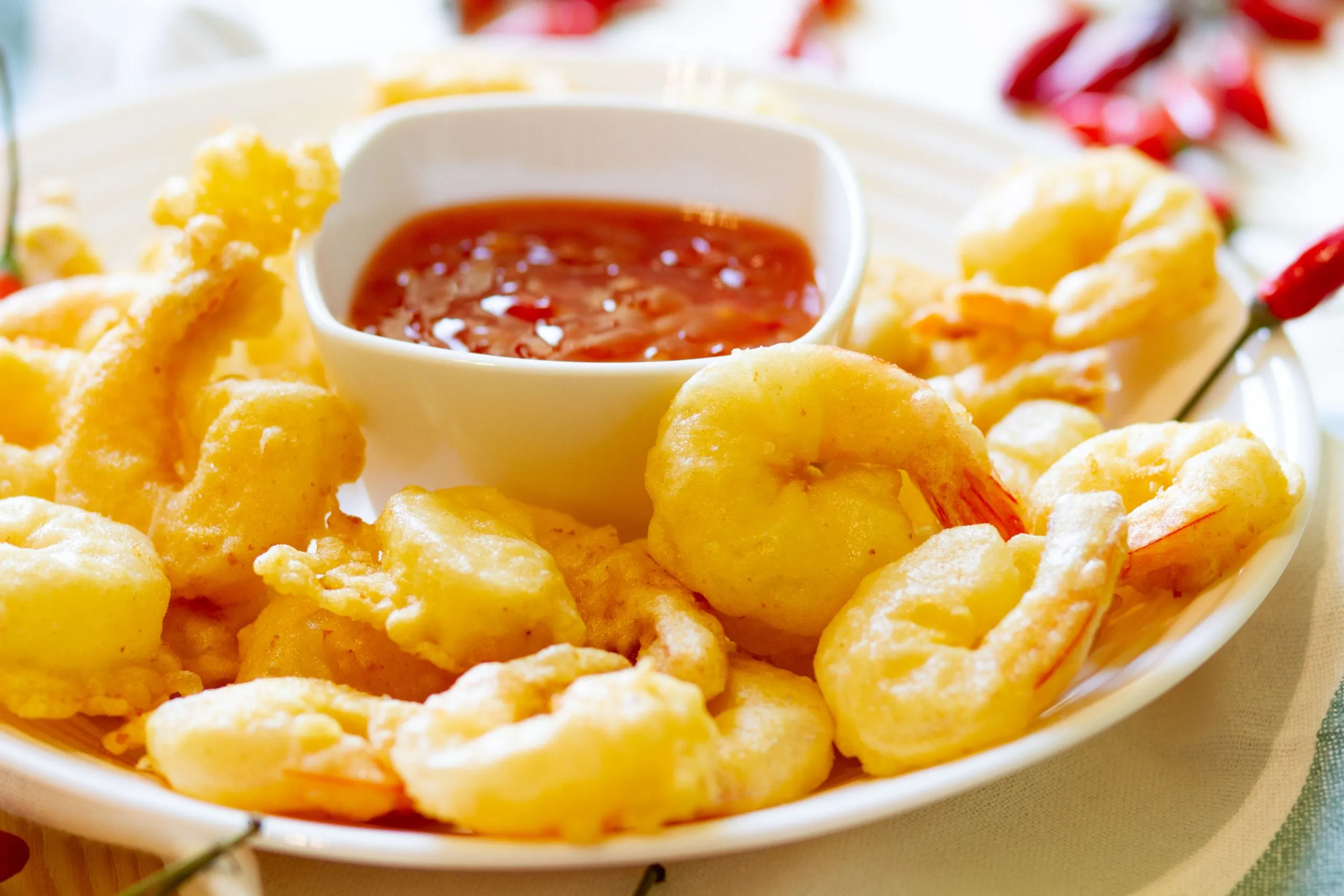 Prawns in tempura batter