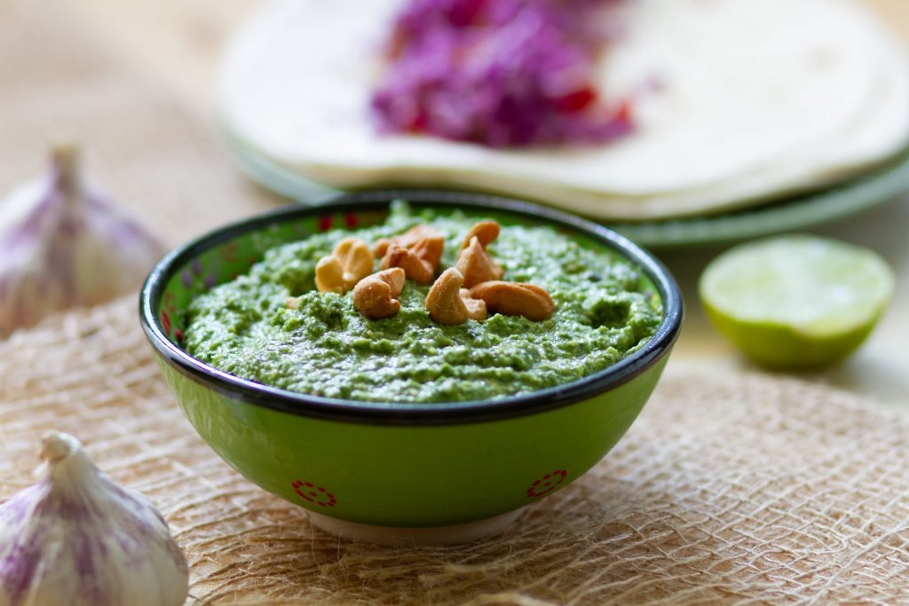 Pesto made with carrot greens and cashews