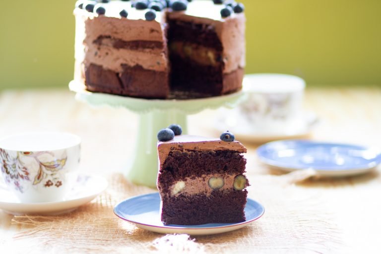 Chocolate cake with chocolate cream