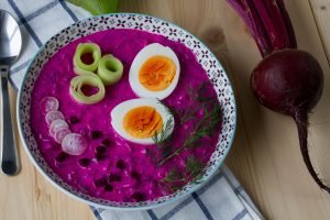Cold beetroot soup with yoghurt