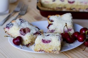 Cherries and coconut bundt cake