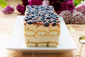 Blueberry cake with ladyfinger biscuits