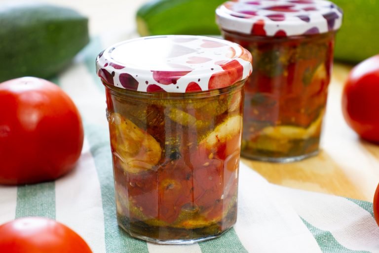 Marinated zucchini and tomatoes