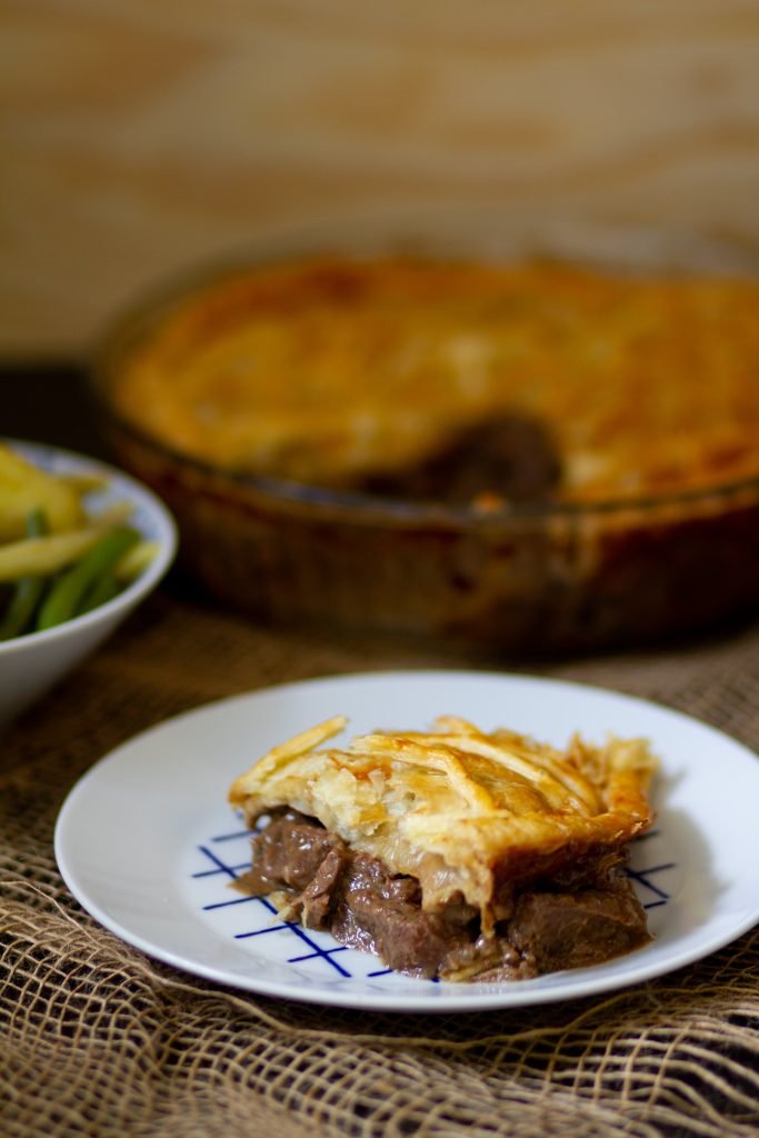 Steak and kidney under puff pastry
