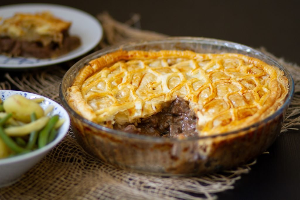 Steak and kidney under puff pastry