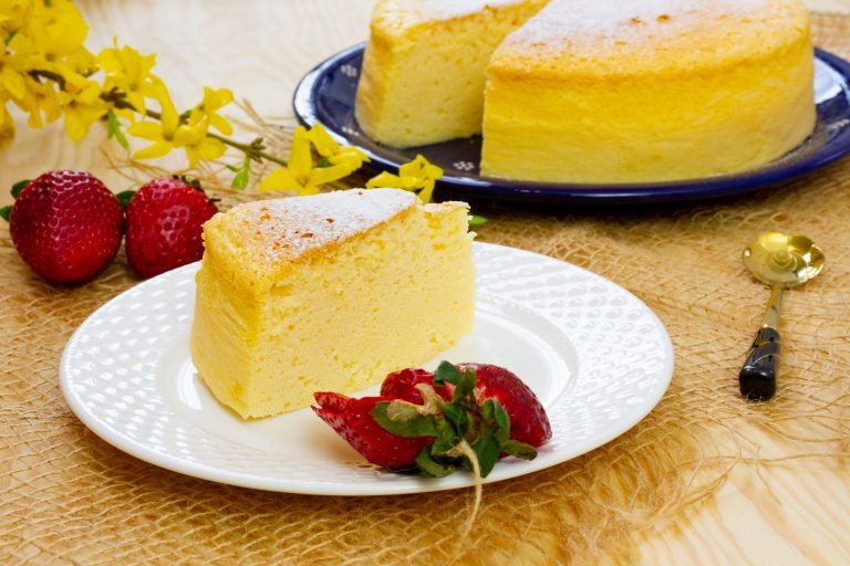 Japanese cheesecake baked in water bath
