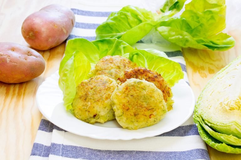 Fried cabbage and potato cakes
