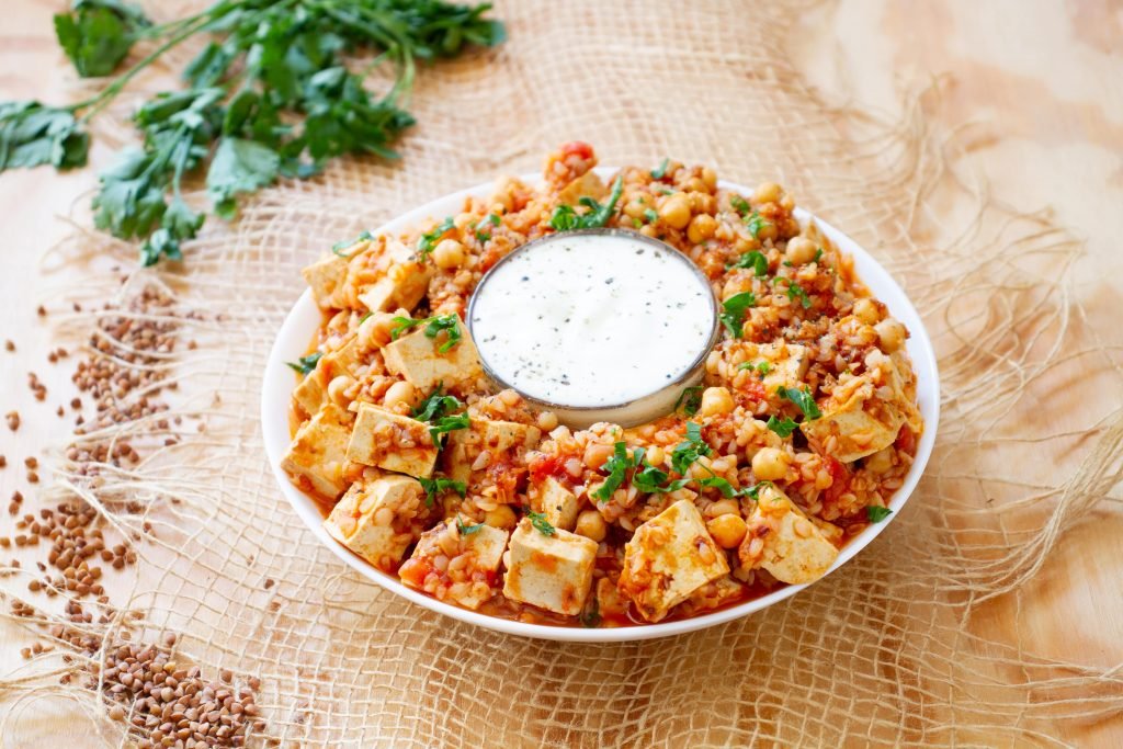 Groats with tofu