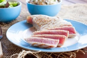 Tuna steak from a grill