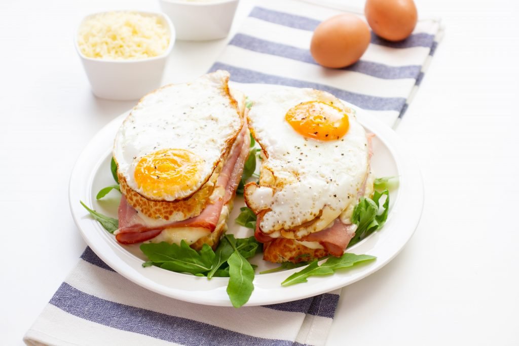 Croque Madame with egg, ham and cheese