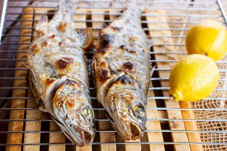 Grilled sea bass